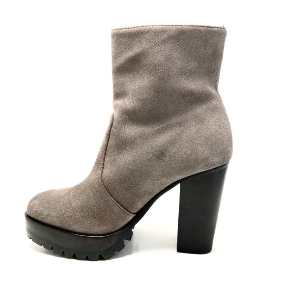 AllSaints Ana Gray Suede Lug Sole Ankle Boots - Picture 4 of 12